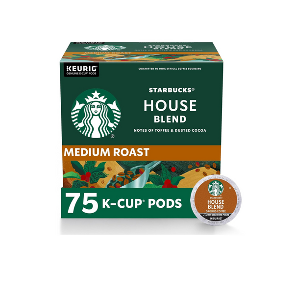 75 Starbucks K-Cup Coffee Pods (Medium Roast, House Blend)