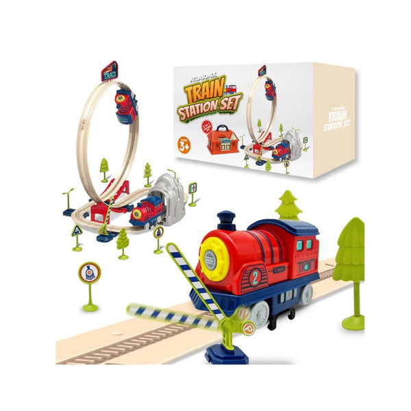 Electric Train Set with Bridge & Railway Station
