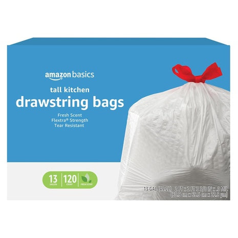 120 Amazon Basics 13-Gallon Drawstring Trash Bags