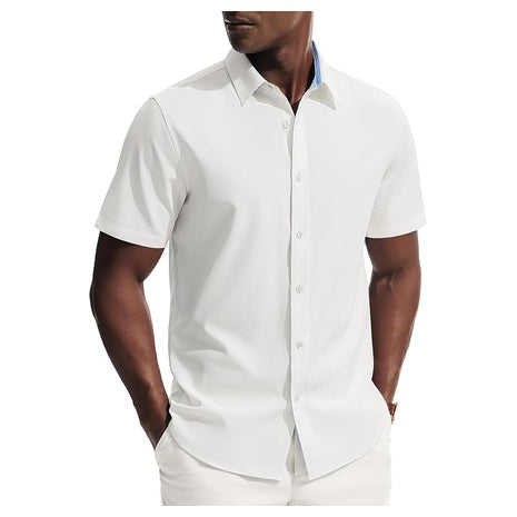 Men's Short Sleeve Stretch Dress Shirts (10 Colors)
