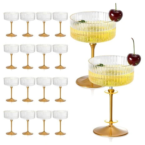 24 Plastic Champagne Coupe Glasses
