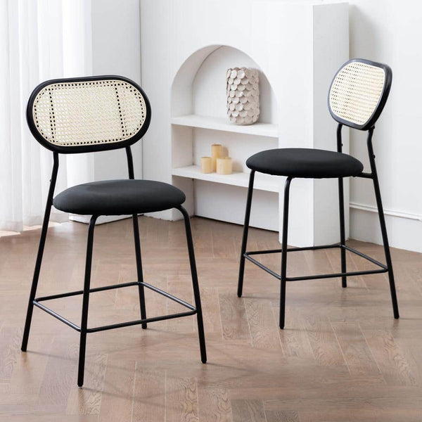 Set of 2 Rattan Bar Stools