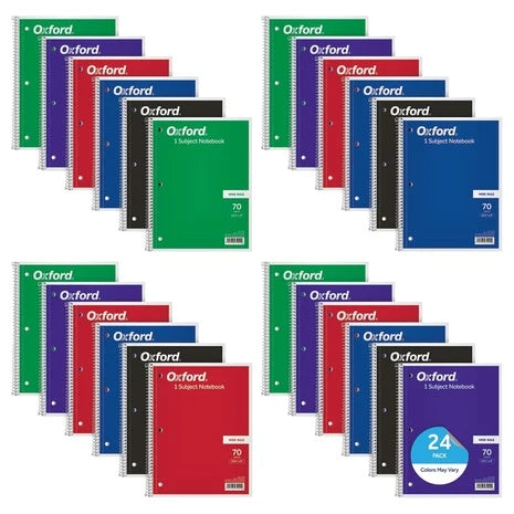 24 Oxford Wide Ruled Spiral Notebooks
