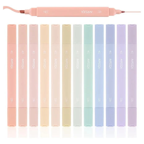 12 Pastel Double-Tip Highlighters