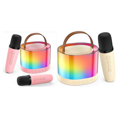 2 Mini Karaoke Machines with Bluetooth Speakers & Microphones