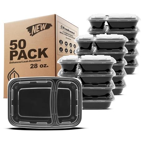 50-Pack Meal Prep Containers With Lids