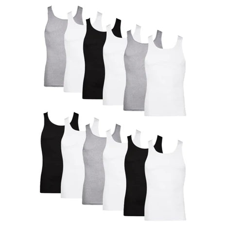 12 Hanes Men’s Tank Top Undershirts (Sizes M - 2XL)