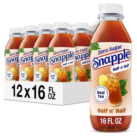 12 Bottles Snapple Zero Sugar Half 'N Half Tea (16oz)