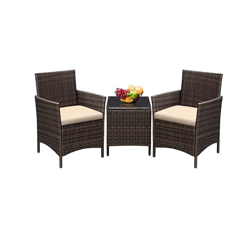 3 Pieces Patio Furniture PE Rattan Wicker Chair Conversation Set