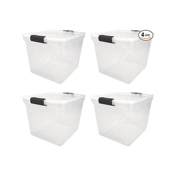 4-Pack 31 Quart Secured Seal Latch Extra Large Single Clear Stackable Storage Container