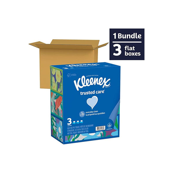 3 Boxes Kleenex Trusted Care Facial Tissues (160 Tissues per Box) 