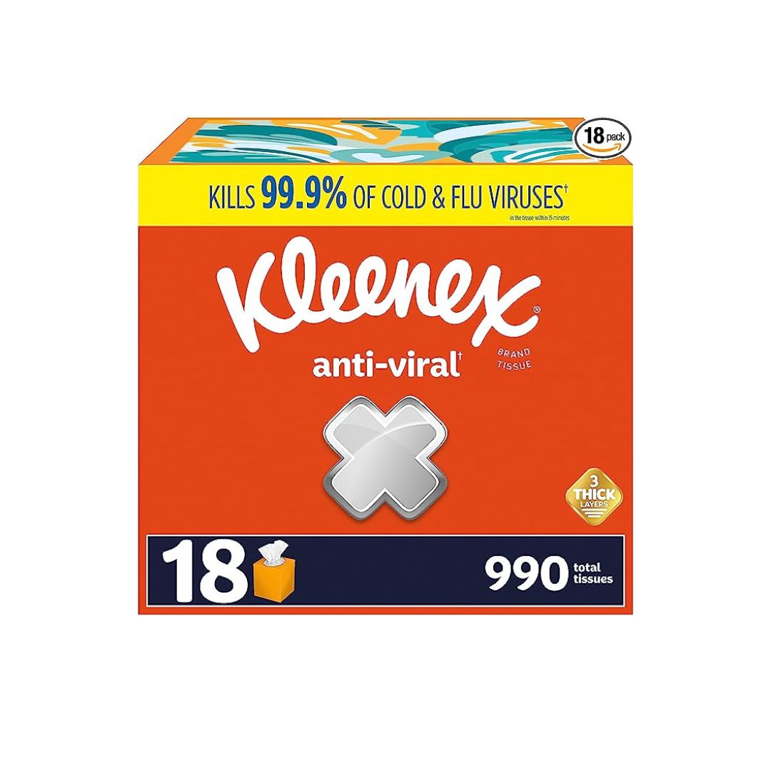 18 Boxes of Kleenex 3-Ply Anti-Viral Facial Tissues (55-Ct Each ...