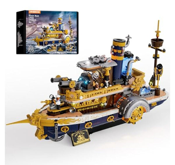 1792 Piece Steampunk Steamship Building Bricks Set