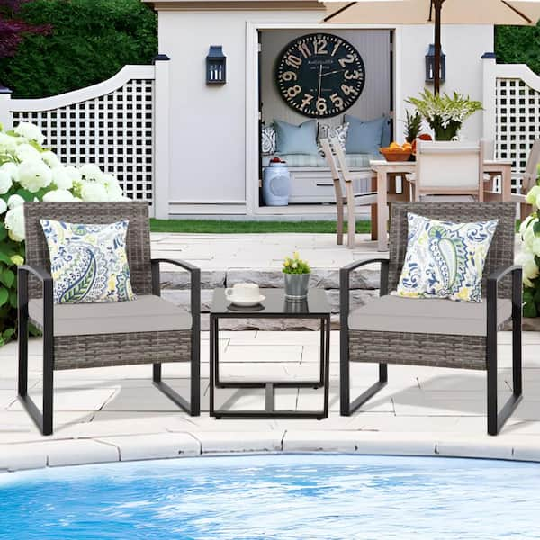 3-Piece Wicker Outdoor Dining Set