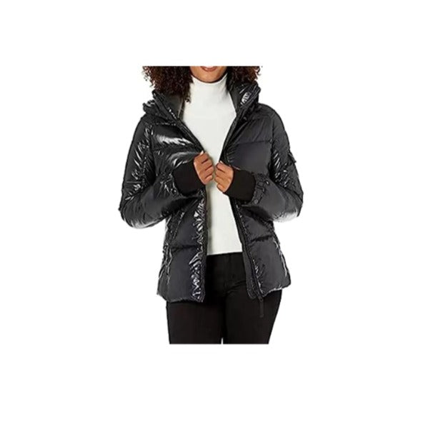 S13 Gloss Kylie Down Filled Coat, Glossy Black