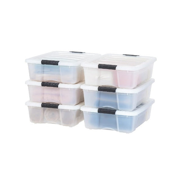6 Pack IRIS USA 26.95 Quart Stackable Plastic Storage Bins