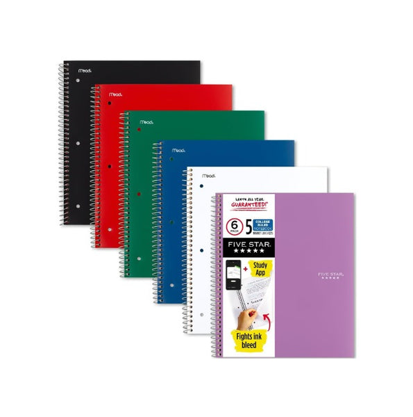 6 Pack Five Star Spiral Notebooks
