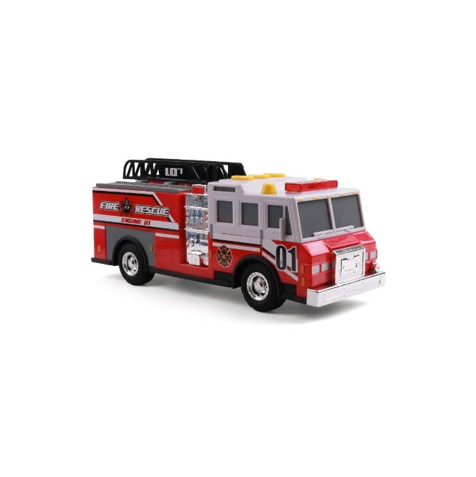 Mighty Fleet Rescue Force Fire Ladder Truck Toy with Realistic Lights & Sounds