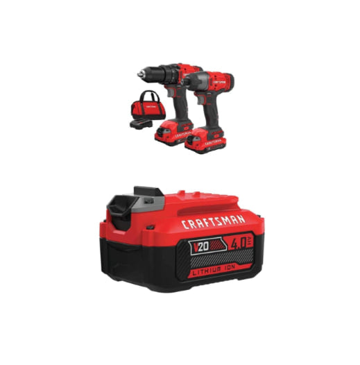 Cordless Drill and Impact Driver Combo Kit with 2 Batteries and Charger