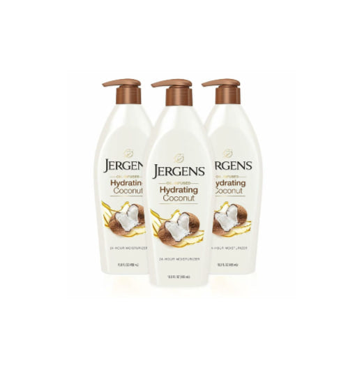 3 Bottles of Jergens Hydrating Coconut Body Moisturizer