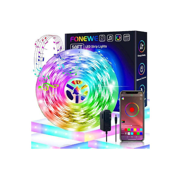 50FT Music Sync LED Strip Lights with App Control