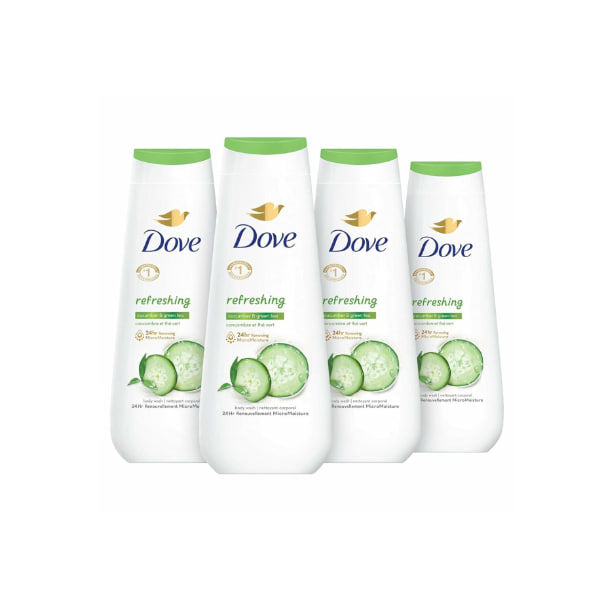 4 Bottles of Dove Body Wash Refreshing Cucumber and Green Tea