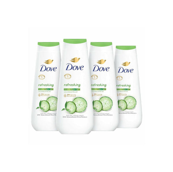 4 Bottles of Dove Body Wash Refreshing Cucumber and Green Tea