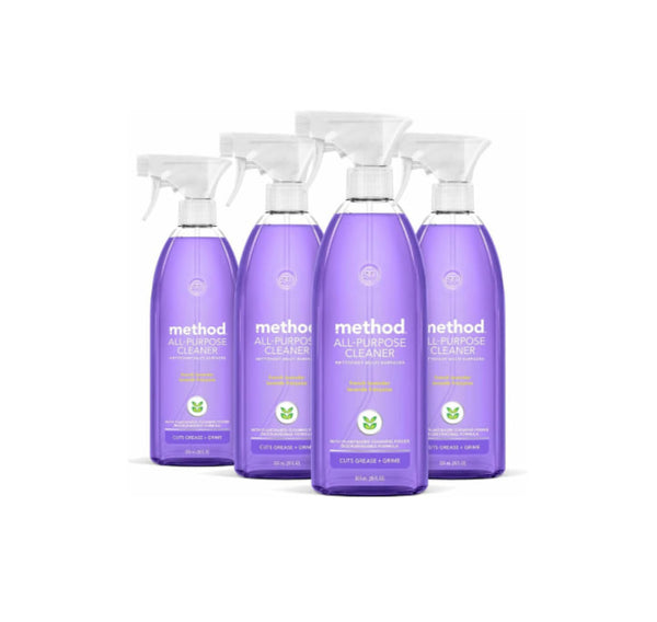 4 Bottles of 28 oz Method All-Purpose Cleaner Spray, French Lavender