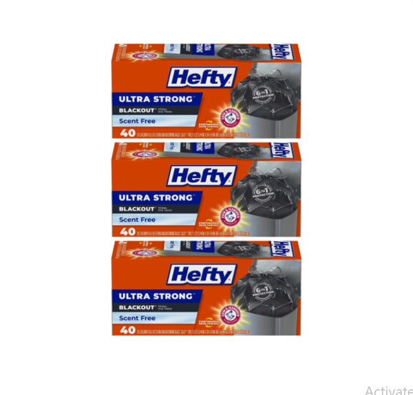 3 Boxes of 40 Count Hefty Ultra Strong Tall 13 Gallon Kitchen Trash Bags