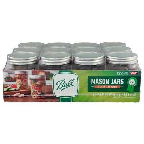 12 Pack Of Ball Regular Mouth 8oz. Mason Jars