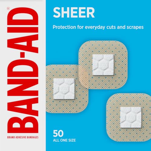 50 Band-Aid Sheer Spot Square Adhesive Bandages