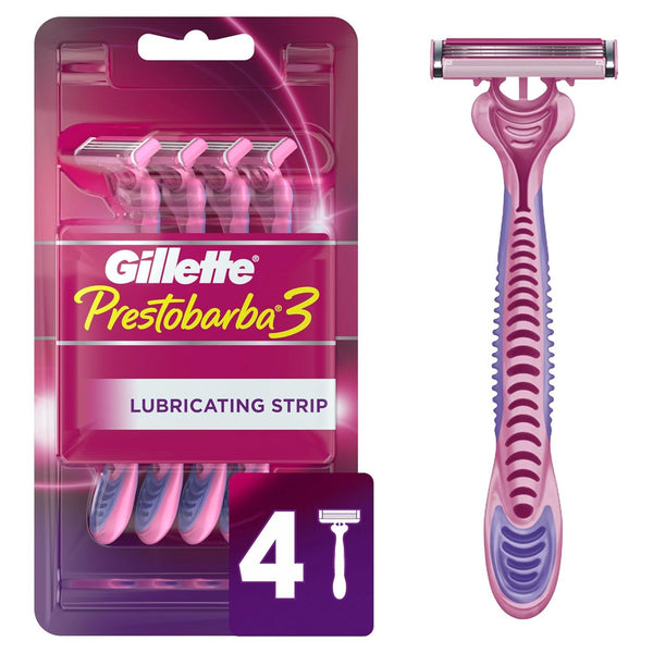 4 Count Gillette Prestobarba 3 Disposable Razors