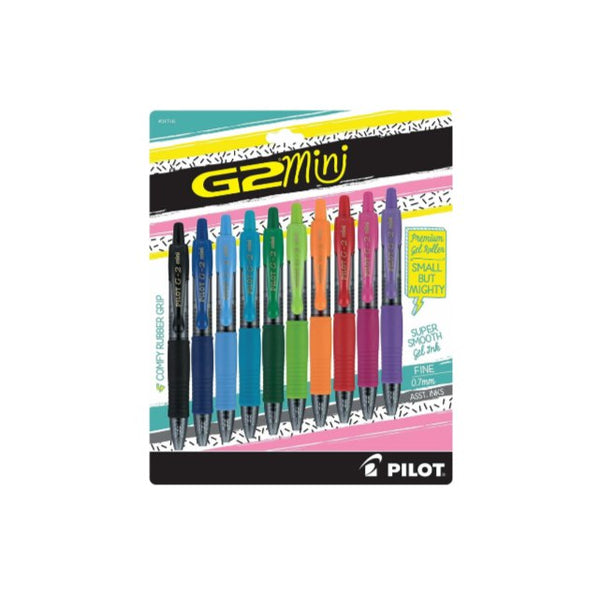 10 Packs of 0.7mm Pilot G2 Mini Premium Rolling Ball Gel Pens