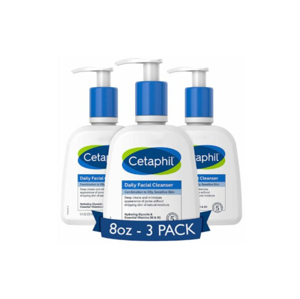3 Bottles of Cetaphil Daily Facial Cleanser Face Wash