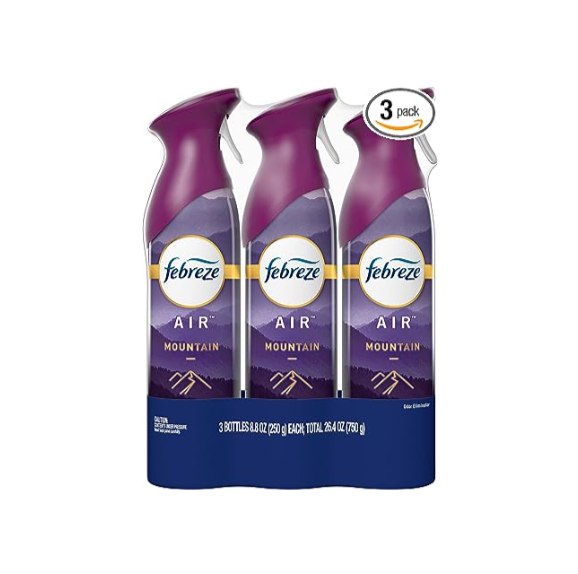 3 Cans of Febreze Air Fresheners, Mountain Scent Air Effects