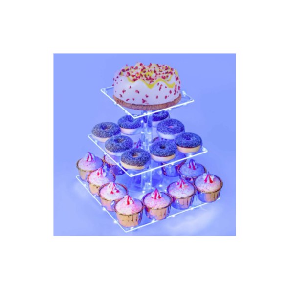 3 Tier Acrylic Pastry Light Up Display Stand (Blue Light)