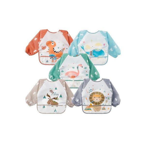 5-Pcs Waterproof Long Sleeved Bib for Babies Toddlers