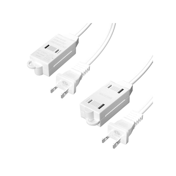 2 Pack 6-Foot 2-Prong Indoor Extension Cord Power Strip