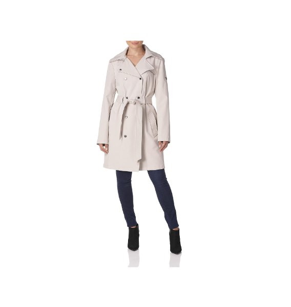 Calvin Klein Women's Double Breasted Belted Rain Jacket