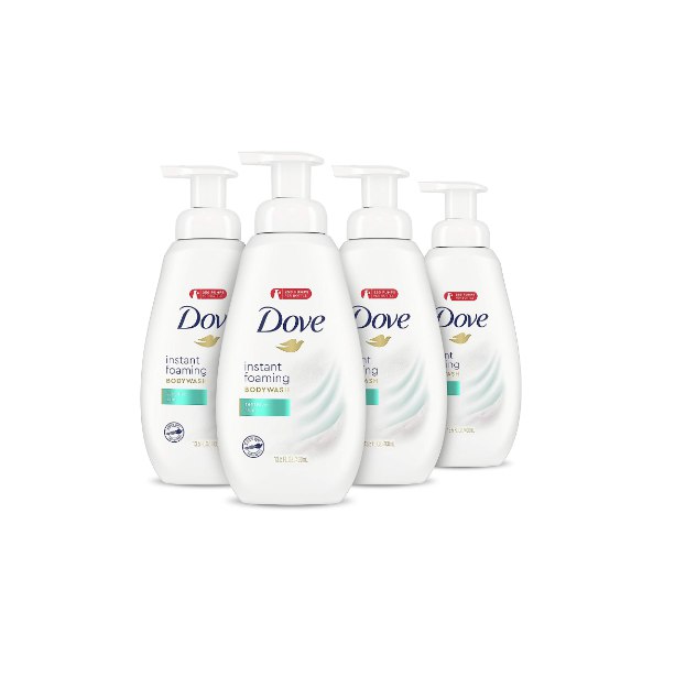 4 Bottles Of Dove Instant Foaming Body Wash