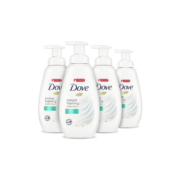 4 Bottles Of Dove Instant Foaming Body Wash