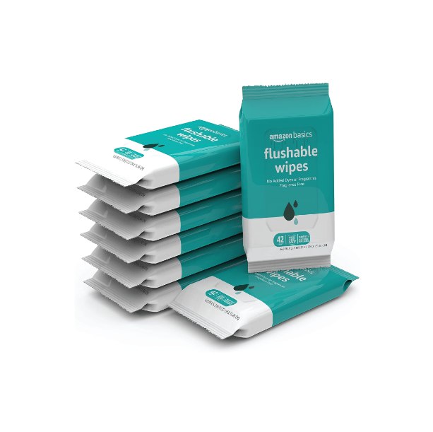 336 Count Amazon Basics Flushable Adult Toilet Wipes (8 Packs of 42)