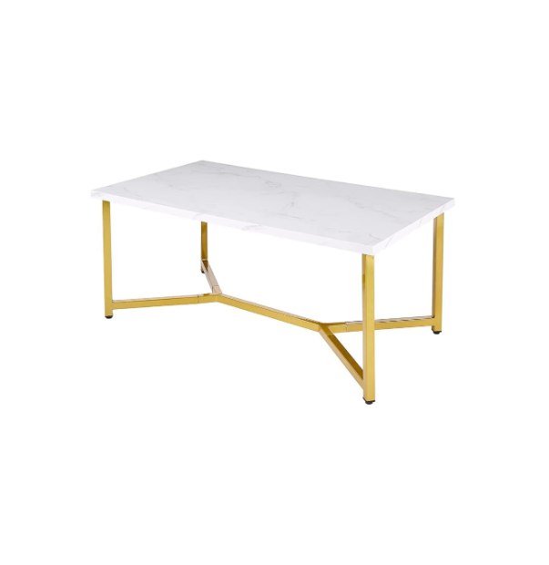 AZL1 Life Concept Marble Gold Mid Century Modern Rectangle Coffee Tabl ...