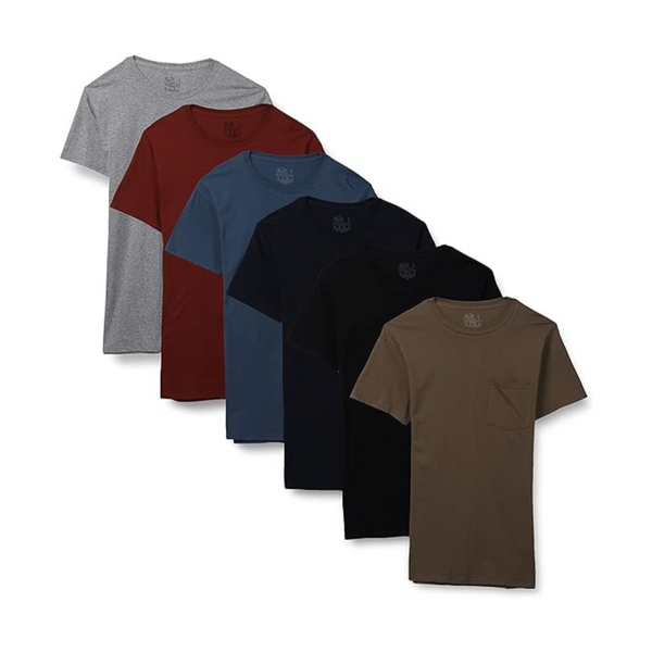 6 Fruit of the Loom Men's Short Sleeve Pocket T-Shirts – simplexdeals