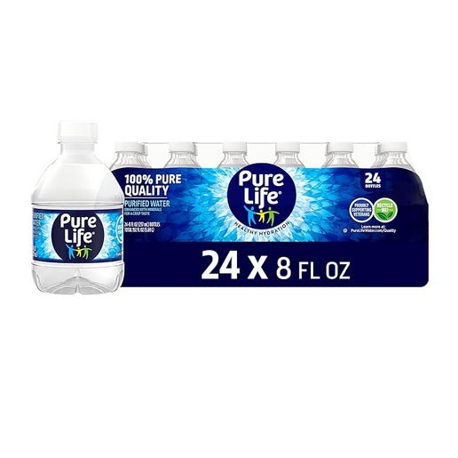 24-Pack Pure Life Purified Water, 8 Fl Oz Bottles