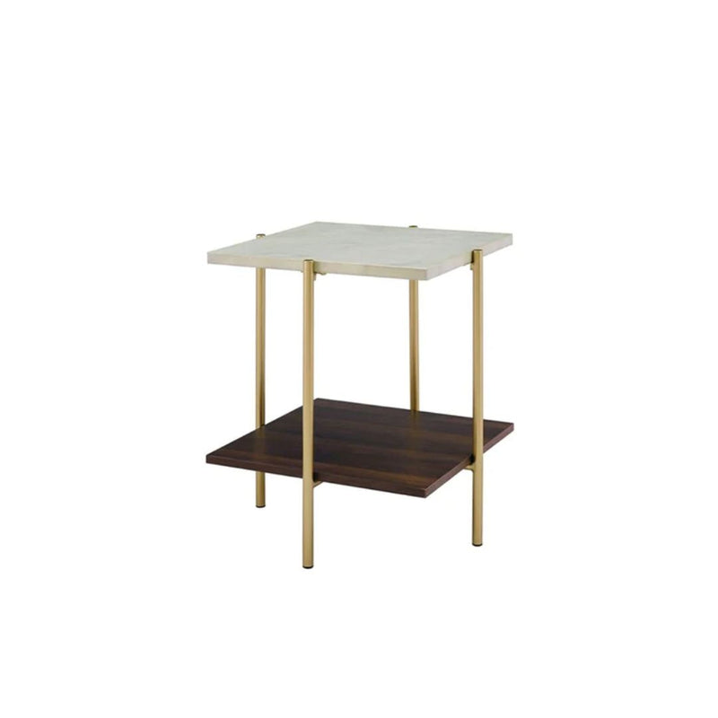 Walker Edison Hollin Mid Century Modern Square Marble Top Accent Table ...