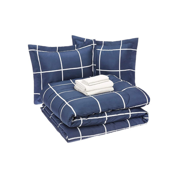 7-Piece Lightweight Microfiber Bed-in-a-Bag Comforter Bedding Set, King