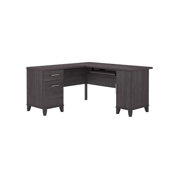 Bush Furniture Somerset 60W L Shaped Desk with Storage in Storm Gray