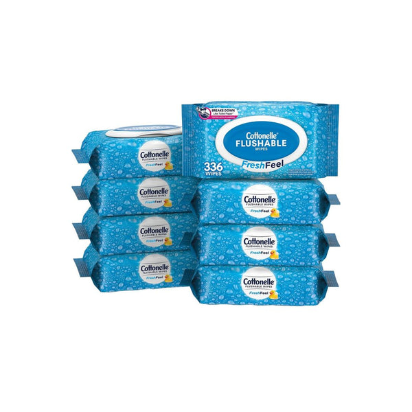 8 Packs of 42 Cottonelle Freshfeel Flushable Adult Wet Wipes