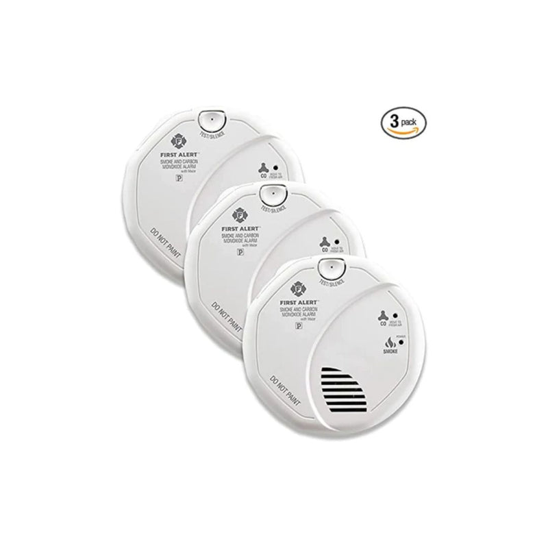 3 Pack Of FIRST ALERT Hardwired Talking Photoelectric Smoke and Carbon Monoxide Detectors